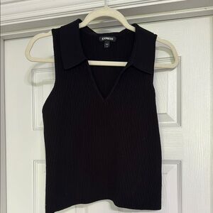 Express Women's Black Ribbed Sleeveless Top